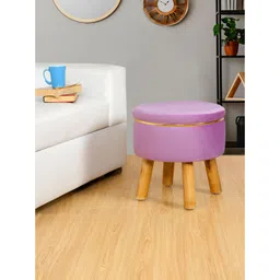 Shadowkart Purple Wooden Round Ottomans-picture-37