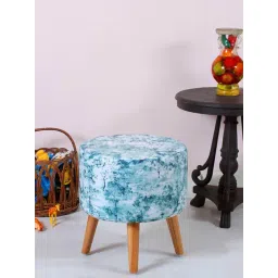 Shadowkart Seagreen Wood Printed Ottoman-picture-23