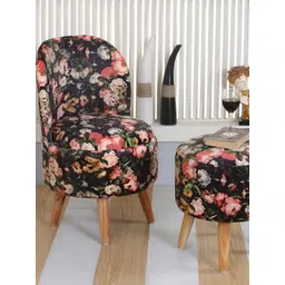 Shadowkart Set Of 2 Black & Red Floral Printed WoodenOttomans-picture-26