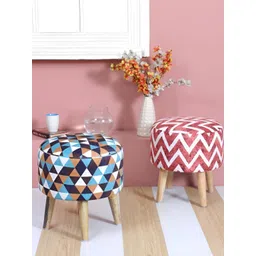 Shadowkart Set Of 2 Blue & Pink Pouffes Sitting Mudda Puffy Ottomans-picture-25