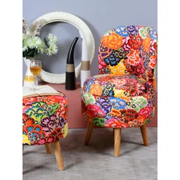 Shadowkart White & Blue 2 Pieces Round Velvet Tufted Ottomans-picture-13