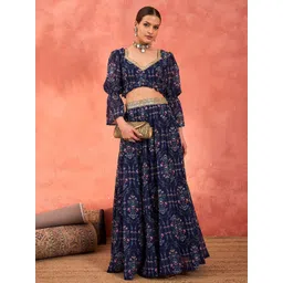 Shae by SASSAFRAS Printed Sequinned Ready to Wear Lehenga &-picture-11