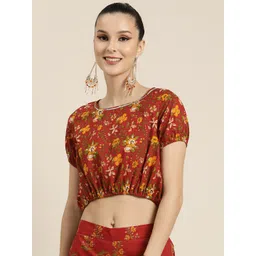 Shae by SASSAFRAS Rust Floral Print Crop Top-picture-16