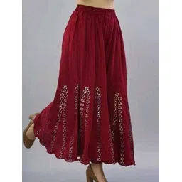shafaq enterprises Women Comfort Fit Maroon Viscose Rayon Trousers-picture-41