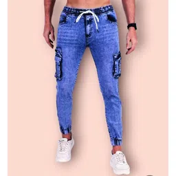 shafin Men Jogger Fit Mid Rise Light Blue Jeans-picture-28