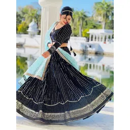 SHAFNUFAB Embellished Sequinned Semi-Stitched Lehenga & Blouse With Dupatta-picture-15