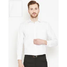 Shaftesbury London Men White Smart Slim Fit Solid Formal Shirt-picture-19