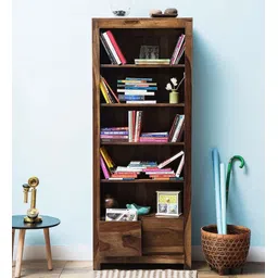 HEXA Solid Sheesham Wood Semi - Opened Book Shelf With Multi Storage Space || Solid Wood Semi-Open Book Shelf-image-38