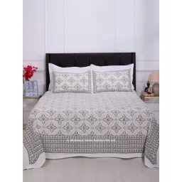 Shahenaz Grey 120 TC Cotton Shofar Luxury Double Bedsheet with 2 Pillow Covers-picture-25