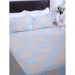 SHAHENAZ Yellow & Blue Floral 120 TC King Bedsheet with 2 Pillow Covers-picture-25