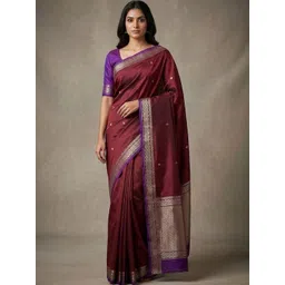 SHAHI ACHKAN Woven Design Zari Art Silk Handloom Banarasi Saree-picture-31