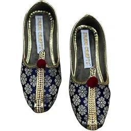 shahi punjabi footwear Blue Golden Polka Dot Kids Boys Punjabi Jutti for Ethnic Dress Sherwani Jutti Mojari-picture-50