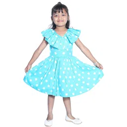 Shahina Fashion Girls Blue Polka Dot Frock-picture-58