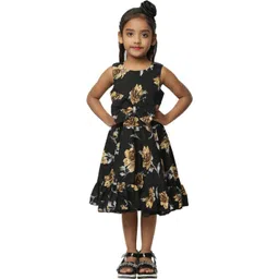Shahina Fashion Girls Floral Printed Bow Detail High-Low Hem Fit and Flare Dresses-picture-19