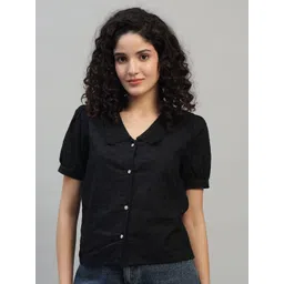 SHAHVEER CREATION Embroidered Schiffli Blouson Crop Top-picture-28