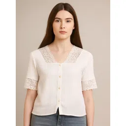 SHAHVEER CREATION Women V-Neck Cotton Blouson Crop Top-picture-16