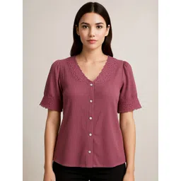 SHAHVEER CREATION Women V-Neck Cotton Shirt Style Top-picture-18