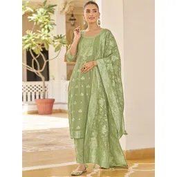 Shaily Ethnic Motifs Woven Design Kurta with Trousers & Dupatta-picture-23