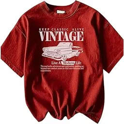 shaira fashion Women Oversized Cotton Printed Tee I Vintage Pure 100% Cotton T Shirt for Girls I Women T Shirt-picture-27