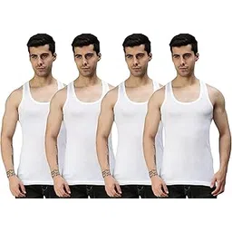 shakubhar Plain Vest Men & Boys in Cotton Sleeveless Vest/Baniyan Modern Regular Fit Solid Inner wear Sando in White Color (Pack of 4) (S2621)-picture-11