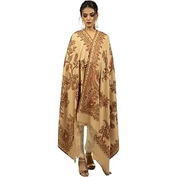 shal-é-pashm Women's Faux Luxurious Pashmina Warm and Soft Kashmiri Shawl (BEIGE)-picture-12