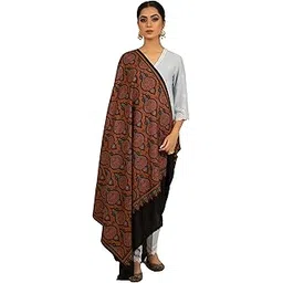 shal-é-pashm Women's Kashmiri Embroidery Shawl, Intricate Needlework, Black (Woolmark Certified), Free Size (SHO198F2021)-picture-20