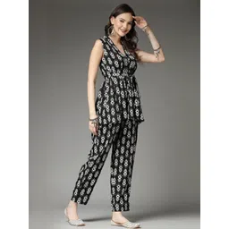 SHALIG Pure Cotton V-Neck Sleeveless Top With Trouser Co-ords image 1