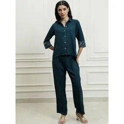 shally bhasin by athena Shally Bhasin by AthenaShirt Collar Neck Shirt With Trousers Co-Ords-picture-40