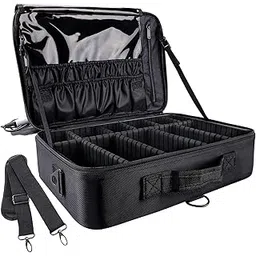 SHAMAX® Professional Makeup Case Organizer Bag for Women Travel Cosmetic Kit Storage Vanity Box Vanity Bag for Cosmetics Travel Cosmetic Kit Storage Organiser, Travel Pouch for Women- Large 16 Inch-picture-40