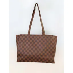 Shanaya Trends Checked PU Oversized Shopper Handheld Bag with-picture-20