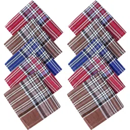 SHANK 100% Cotton Premium Collection Dark Hanky For Men Striped 22x22 King Size ["Multicolor","Dark"] Handkerchief-picture-11