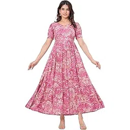 shansh Rayon Woman's Anarkali Maternity Dress with Side Zipper | Easy Breastfeeding | Comfortable & Elegant Pre and Post Pregnancy Kurti Dress/Kurta Dress-picture-13