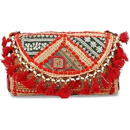 Shanvi Handicraft Handmade Cotton Ethnic Rajasthani Embroidered Bags for Women Sling Clutch with Handle Purses for Ladies Girls (design 8)-picture-53