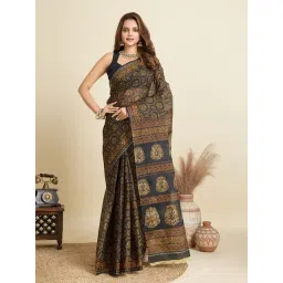 SHANVIKA Black Cotton Floral Saree Without Blouse Piece-picture-47