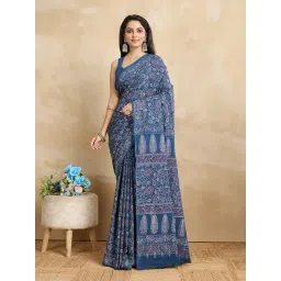 SHANVIKA Blue Pure Cotton Floral Saare-picture-12