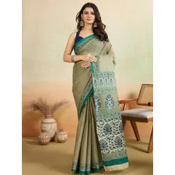 SHANVIKA Ethnic Motifs Printed Pure Cotton Saree-picture-21