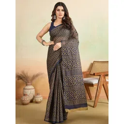 SHANVIKA Ethnic Motifs Printed Pure Cotton Saree-picture-24