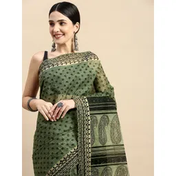 SHANVIKA Floral Pure Cotton Block Print Saree-picture-32