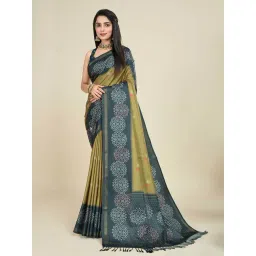 SHANVIKA Green Printed Saree with Unstitched Blouse-picture-36
