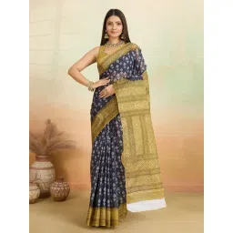 SHANVIKA Grey Cotton Ethnic Motifs Saree Without Blouse Piece-picture-37