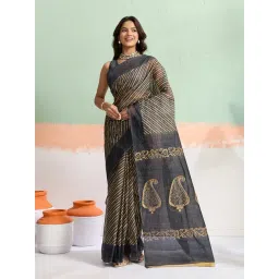 SHANVIKA Grey Cotton Leheriya Saree Without Blouse Piece-picture-34