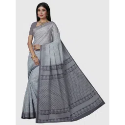 SHANVIKA Grey Pure Cotton Ethnic Motifs Print Saree Without Blouse-picture-21