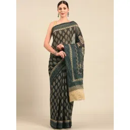 SHANVIKA Grey Pure Cotton Ethnic Motifs Print Saree Without Blouse Piece-picture-22