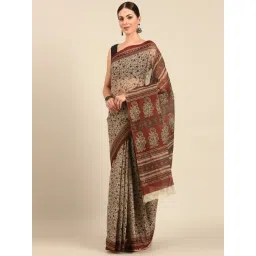 SHANVIKA Grey Pure Cotton Floral Print Saree Without Blouse Piece-picture-19