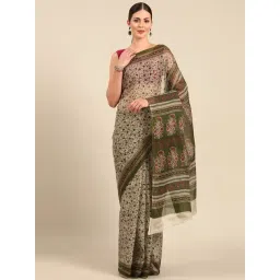 SHANVIKA Grey Pure Cotton Floral Print Saree Without Blouse Piece-picture-23
