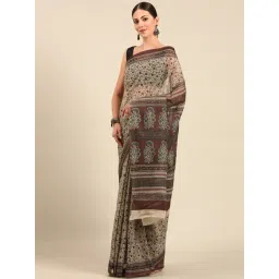 SHANVIKA Grey Pure Cotton Floral Print Saree Without Blouse Piece-picture-24