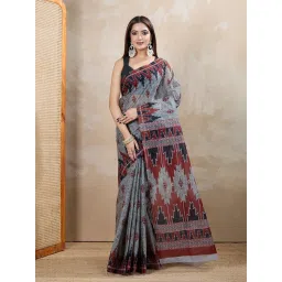 SHANVIKA Grey Pure Cotton Printed Saare image 1