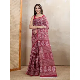 SHANVIKA Maroon Pure Cotton Floral Saare-picture-28