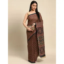 SHANVIKA Red & Grey Pure Cotton Checkered Print Saree-picture-25