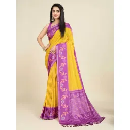 SHANVIKA Yellow Printed Saree with Unstitched Blouse-picture-39